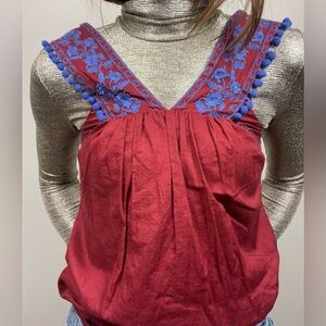 J. Crew Embroidered Pom-Pom Tank Top